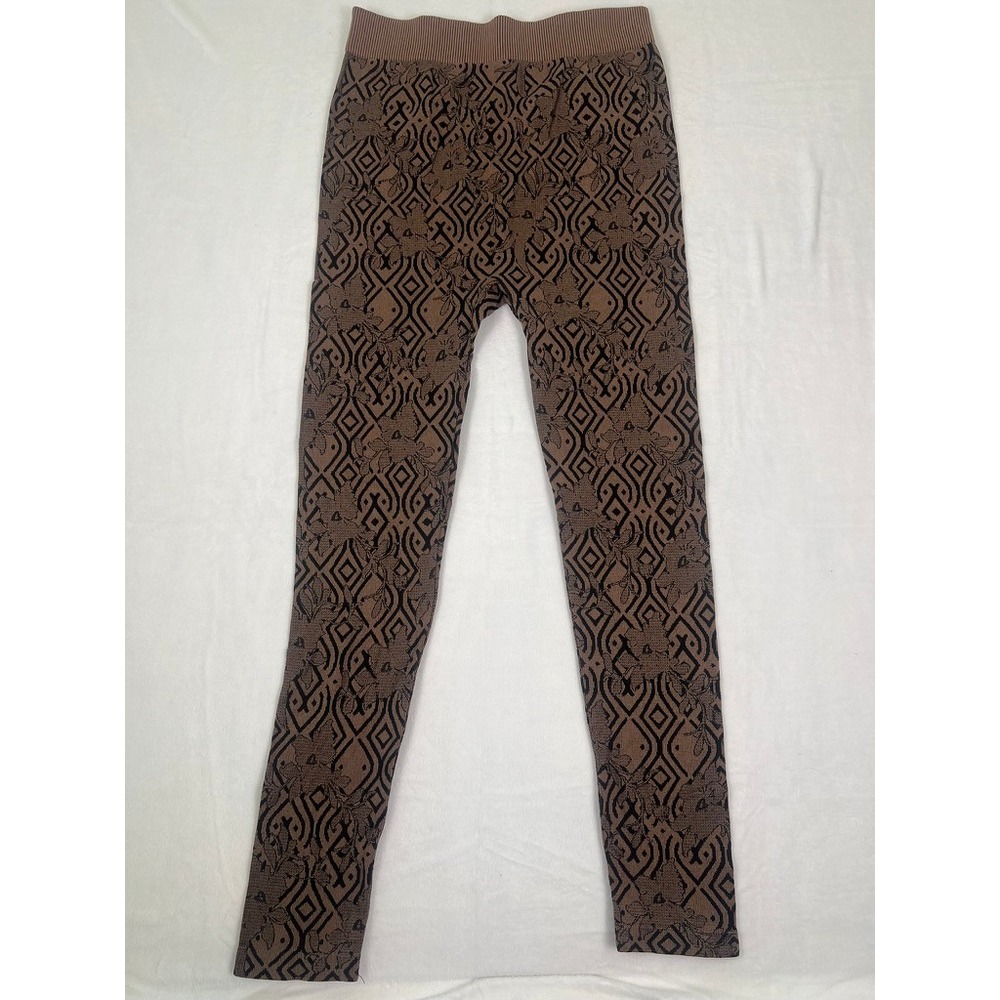 WinWin Ultra Stretch Leggings Brown Black Geometric Jacquard L-XXL High Waist